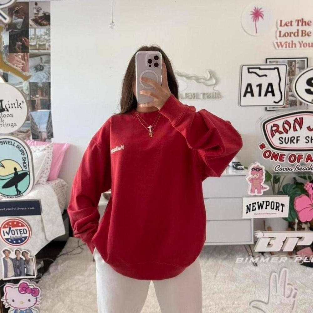 red madhappy‎ embroidered crewneck sweatshirt